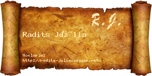 Radits Júlia névjegykártya